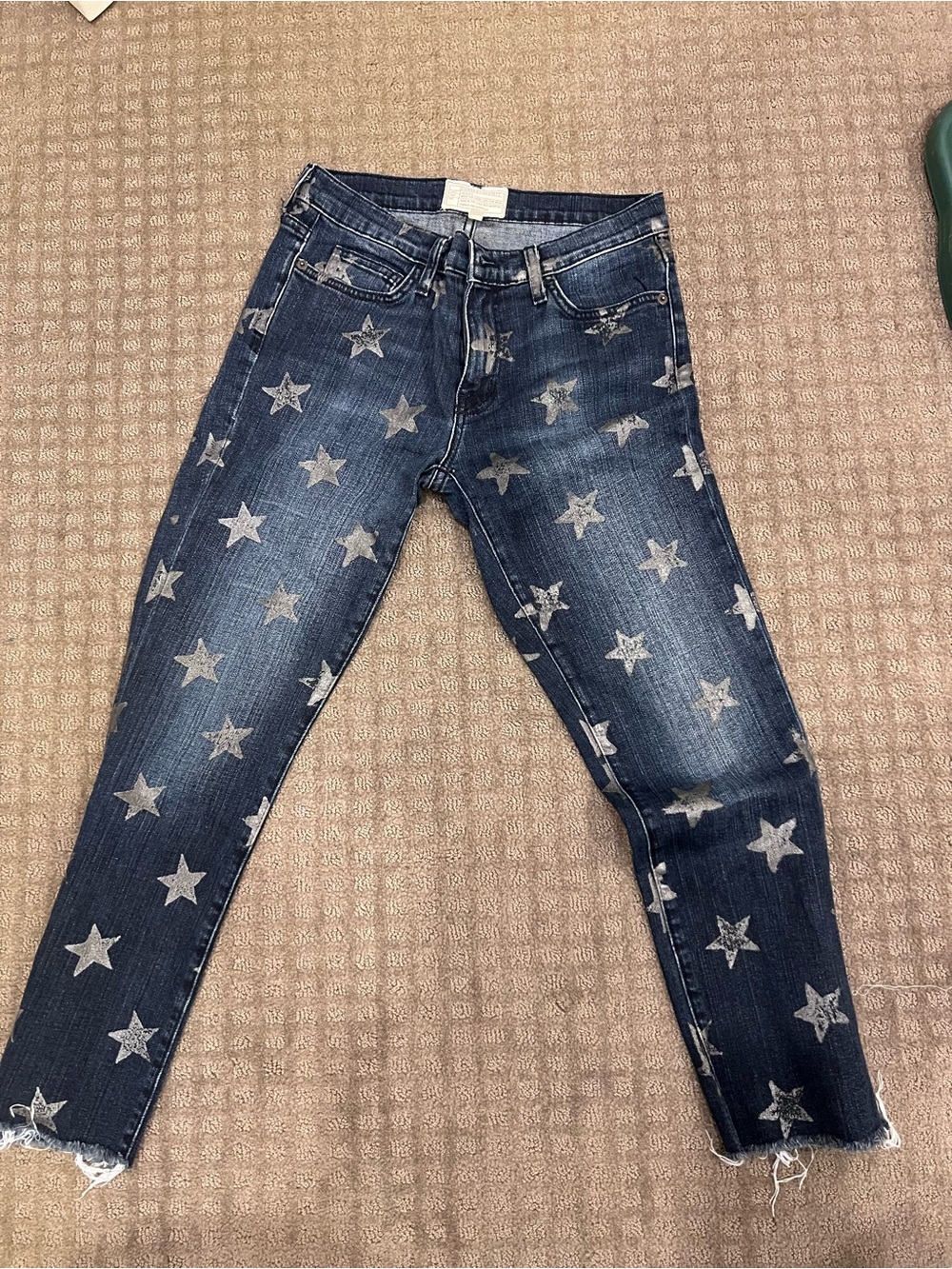 Current/Elliott Indigo High-Rise Skinny Jeans with Silver Star Print